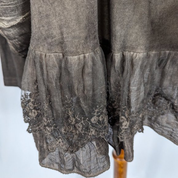 Radzoli Lagenlook Layered Floral Brown Lace Long Sleeve Tunic Embroidery Size PL - Picture 6 of 9